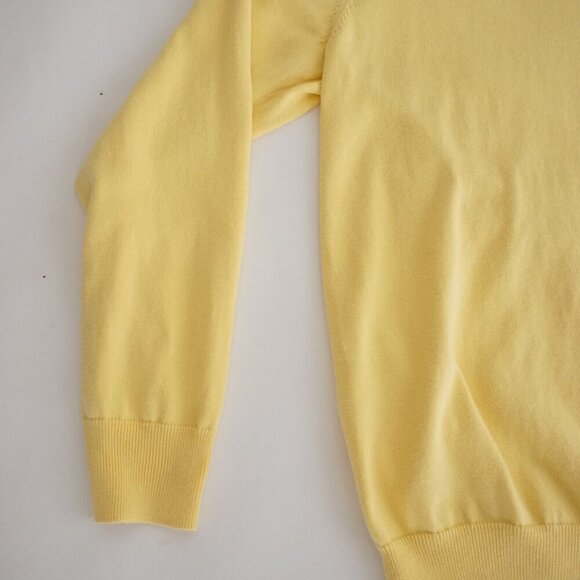Vintage 90s Arnold Palmer Yellow Fine Knit 100% Pima Cotton V-neck Sweater Small - Picture 7 of 9